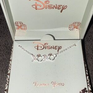 Disney Silver Necklace with Clear Accents